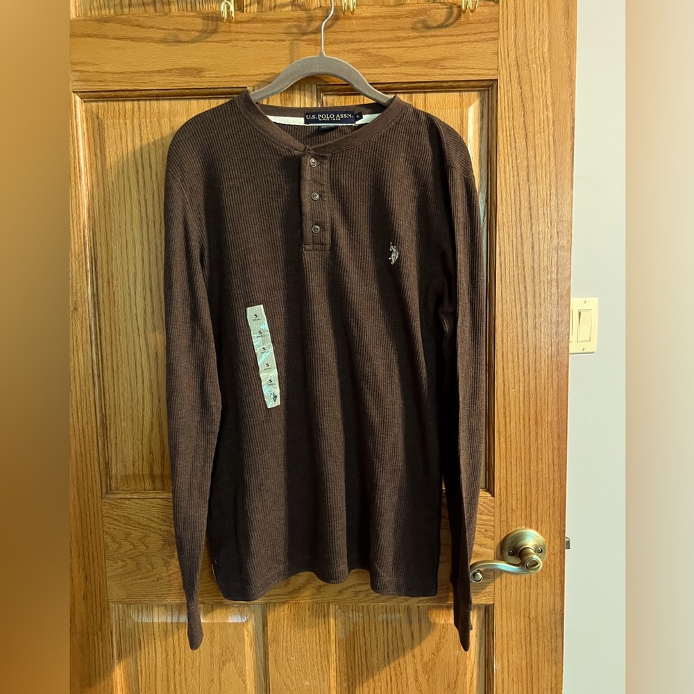 brown thermal long sleeve top